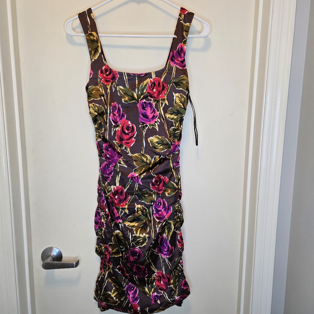 JAYGODFREY Floral Mini Dress in Purple And Brown 4